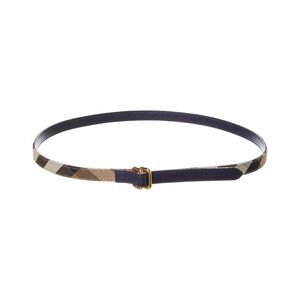 Burberry Check Canvas & Leather Belt, Blue